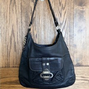 🖤B. Makowsky🖤 Y2K Black Leather Shoulder Bag with Front Buckle